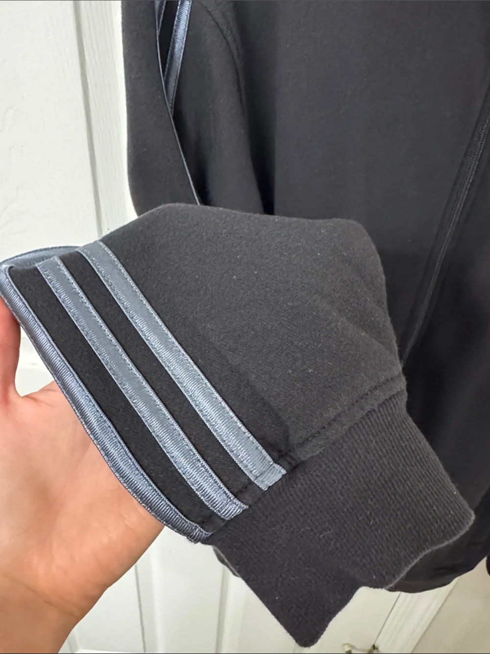 adidas Black Full-Zip Men’s Track Jacket with Gray Stripes